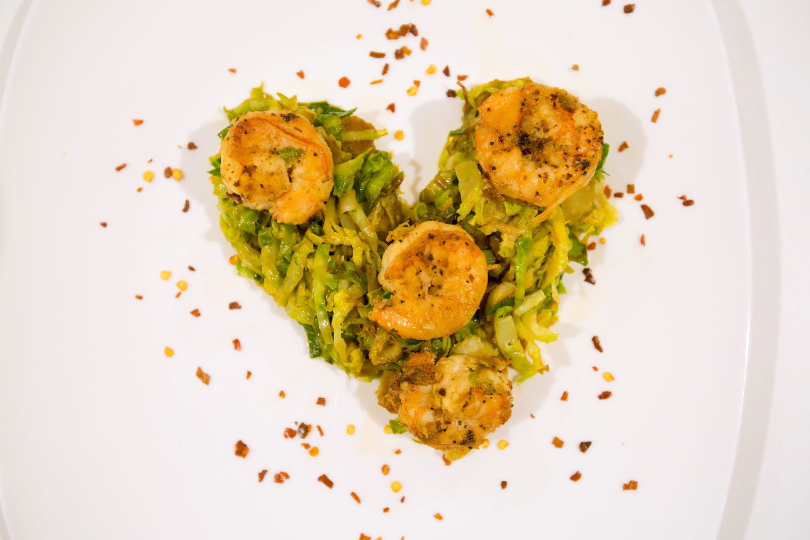 Sauteed Brussel Sprouts with Lime Juice Coconut Shrimp